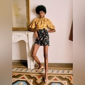 Sezane | Lola Wrap Jupe Skirt |‎ Botanic Black | Linen Blend | Size FR 38 / US 6